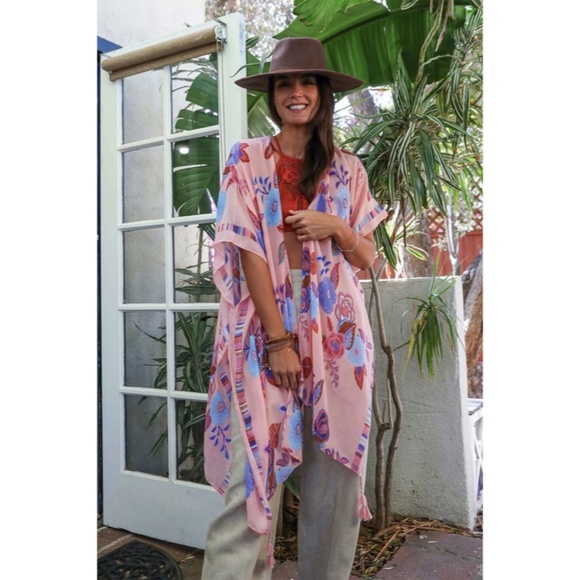 Tops - SOLD OUT Pink Blooms Floral Wallflower Spring Kimono Wrap Coverup Casual Top